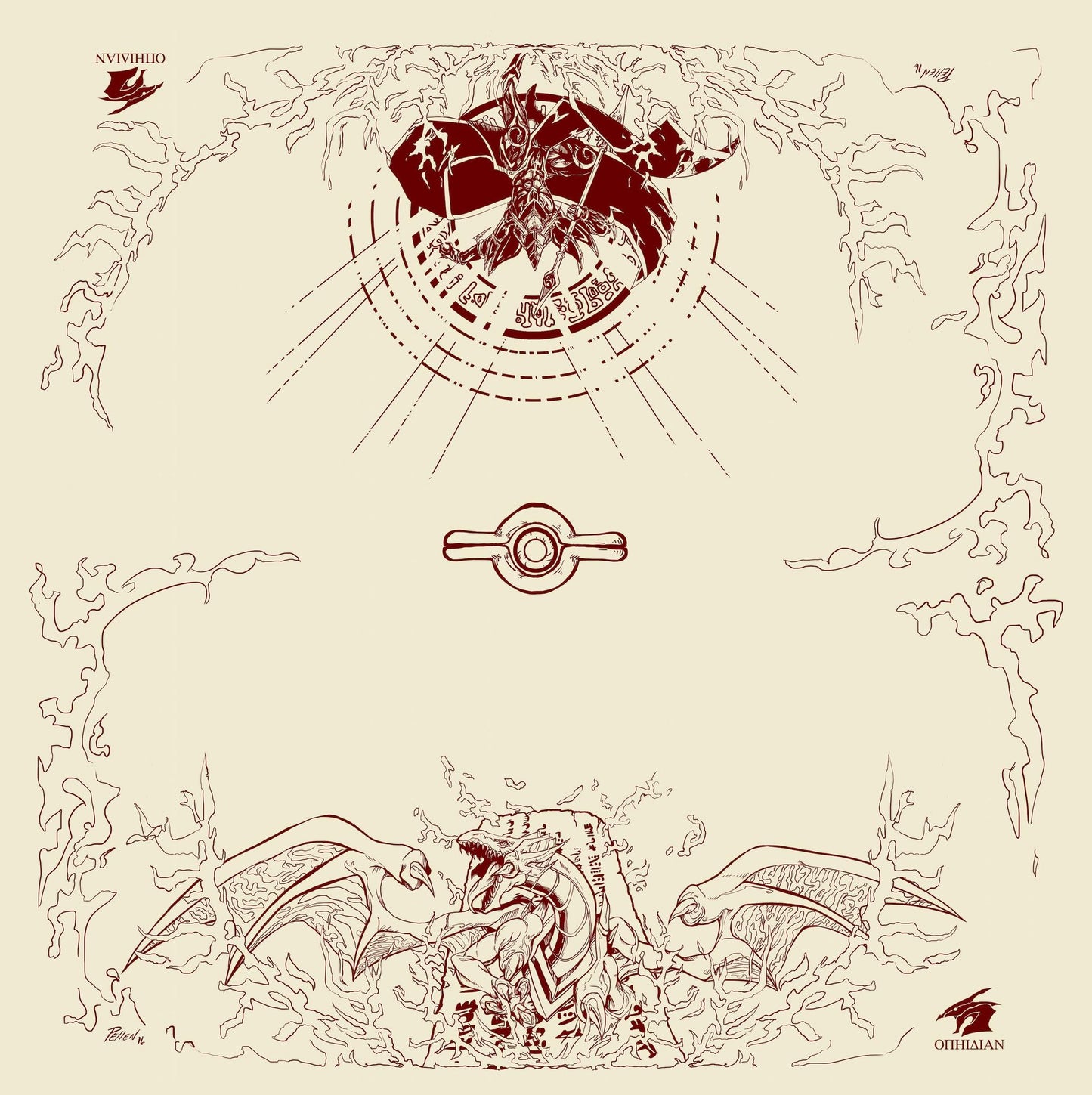 Ancient Rivals 2 Player Cloth Playmat Ivory/Burgundy