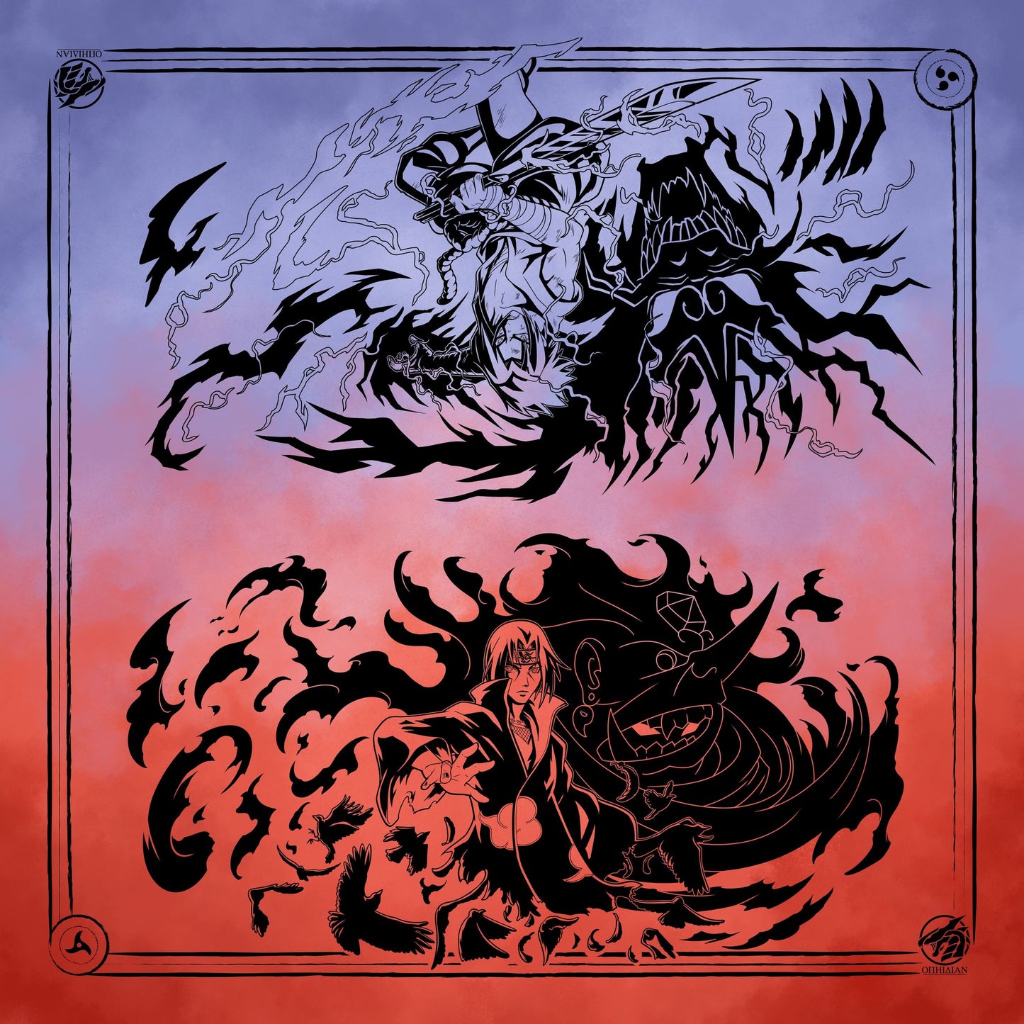 Two Paths 2 Player Cloth Playmat Black Ink